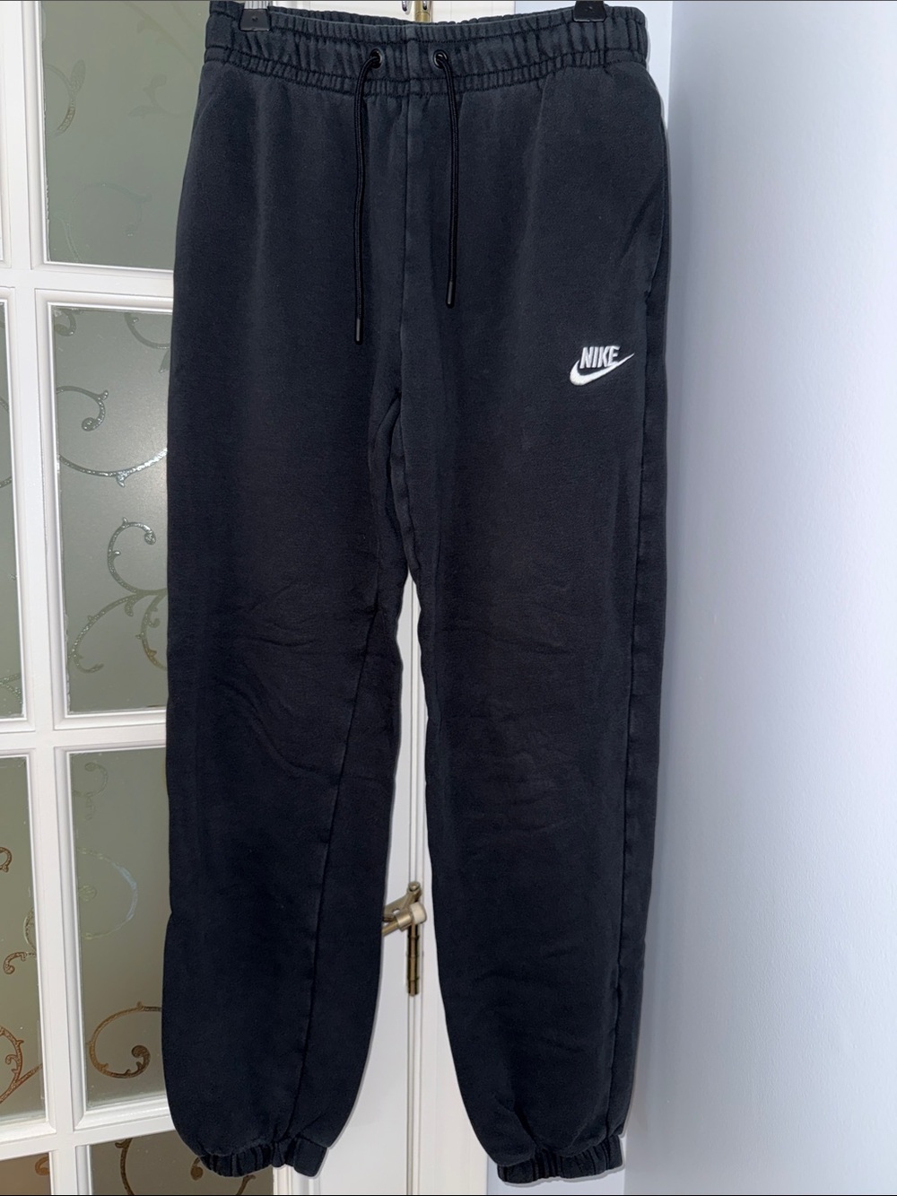 Nike Black Jogger Sweatpants with White Swoosh